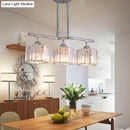 GobekUsa Modern Chrome Drum Crystal Pendant Light for Dining Room Island – 2/3 Bulbs Hanging from Ceiling