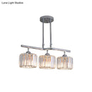 GobekUsa Modern Chrome Drum Crystal Pendant Light for Dining Room Island – 2/3 Bulbs Hanging from Ceiling