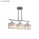 GobekUsa Modern Chrome Drum Crystal Pendant Light for Dining Room Island – 2/3 Bulbs Hanging from Ceiling