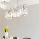 GobekUsa Contemporary Crystal Chrome Drum Chandelier Light with 3/4 Pendant Bulbs - Perfect for Bedroom