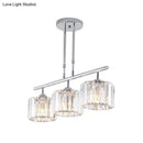 GobekUsa Contemporary Crystal Chrome Drum Chandelier Light with 3/4 Pendant Bulbs - Perfect for Bedroom
