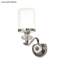 GobekUsa Modern Chrome Dual Cylinder Wall Mount Sconce with Curvy Arm - Simple Bathroom Lighting