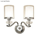 GobekUsa Modern Chrome Dual Cylinder Wall Mount Sconce with Curvy Arm - Simple Bathroom Lighting