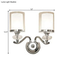 GobekUsa Modern Chrome Dual Cylinder Wall Mount Sconce with Curvy Arm - Simple Bathroom Lighting