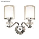 GobekUsa Modern Chrome Dual Cylinder Wall Mount Sconce with Curvy Arm - Simple Bathroom Lighting