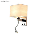 GobekUsa Modern Rectangular Fabric LED Wall Sconce in Chrome for Bedside Lighting