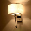 GobekUsa Modern Rectangular Fabric LED Wall Sconce in Chrome for Bedside Lighting
