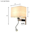 GobekUsa Modern Rectangular Fabric LED Wall Sconce in Chrome for Bedside Lighting