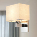 GobekUsa Modern Rectangular Fabric LED Wall Sconce in Chrome for Bedside Lighting