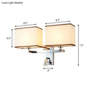 GobekUsa Modern Fabric LED Wall Sconce Lighting with Adjustable Spotlight, Chrome Finish