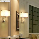 GobekUsa Modern Fabric LED Wall Sconce Lighting with Adjustable Spotlight, Chrome Finish