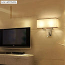 GobekUsa Modern Fabric LED Wall Sconce Lighting with Adjustable Spotlight, Chrome Finish