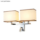 GobekUsa Modern Fabric LED Wall Sconce Lighting with Adjustable Spotlight, Chrome Finish