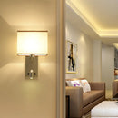 GobekUsa Modern Fabric LED Wall Sconce Lighting with Adjustable Spotlight, Chrome Finish