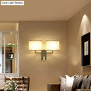 GobekUsa Modern Fabric LED Wall Sconce Lighting with Adjustable Spotlight, Chrome Finish