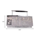 GobekUsa Modern 6-Light Island Ceiling Lamp with Faceted Crystal Shade in Chrome for Dining Rooms