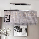 GobekUsa Modern 6-Light Island Ceiling Lamp with Faceted Crystal Shade in Chrome for Dining Rooms