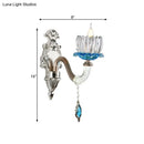 GobekUsa Modern Clear Glass Floral Wall Light with Chrome Finish Sconce Lamp
