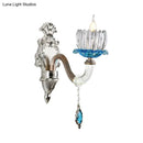 GobekUsa Modern Clear Glass Floral Wall Light with Chrome Finish Sconce Lamp