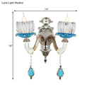 GobekUsa Modern Clear Glass Floral Wall Light with Chrome Finish Sconce Lamp