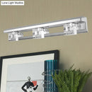 GobekUsa Modern Crystal Cube LED Vanity Sconce in Chrome Finish - 2/3 Heads - Warm/White Lighting