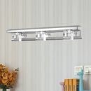 GobekUsa Modern Crystal Cube LED Vanity Sconce in Chrome Finish - 2/3 Heads - Warm/White Lighting