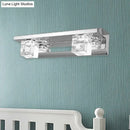 GobekUsa Modern Crystal Cube LED Vanity Sconce in Chrome Finish - 2/3 Heads - Warm/White Lighting