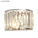 GobekUsa Modern Clear Crystal Wall Mounted Light, 2-Bulb Chrome Finish Wall Lamp