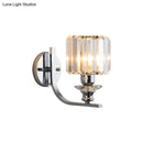 GobekUsa Modern Wall Mount Lamp | 1 Bulb Sconce Light for Living Room | Chrome Finish with Crystal Cone/Cylinder Shade