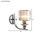 GobekUsa Modern Wall Mount Lamp | 1 Bulb Sconce Light for Living Room | Chrome Finish with Crystal Cone/Cylinder Shade