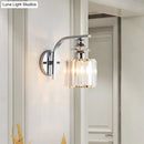 GobekUsa Modern Wall Mount Lamp | 1 Bulb Sconce Light for Living Room | Chrome Finish with Crystal Cone/Cylinder Shade