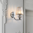 GobekUsa Modern Wall Mount Lamp | 1 Bulb Sconce Light for Living Room | Chrome Finish with Crystal Cone/Cylinder Shade