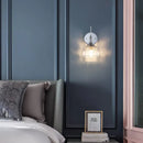GobekUsa Contemporary Clear Glass Wall Sconce with Inner Crystal Strand and Chrome Finish