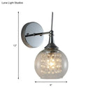 GobekUsa Contemporary Clear Glass Wall Sconce with Inner Crystal Strand and Chrome Finish