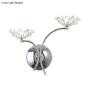 GobekUsa Modern Chrome Flower Wall Lamp with Crystal Stamen - Bedside Sconce