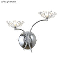GobekUsa Modern Chrome Flower Wall Lamp with Crystal Stamen - Bedside Sconce