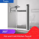 GobekUsa 360 Degree Chrome Foldable Kitchen Faucet Hot Cold Sink Mixer, Brass Deck Mounted