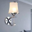 GobekUsa Frosted Glass Bell Wall Sconce - Modern Chrome Lighting for Bedroom