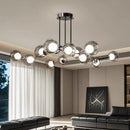GobekUsa Glass Globe Black Led Pendant Chandelier - Nordic Style Dining Room Decor