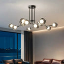 GobekUsa Glass Globe Black Led Pendant Chandelier - Nordic Style Dining Room Decor