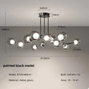 GobekUsa Glass Globe Black Led Pendant Chandelier - Nordic Style Dining Room Decor
