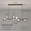 GobekUsa Glass Globe Black Led Pendant Chandelier - Nordic Style Dining Room Decor