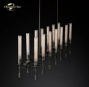 GobekUsa Glass LED Linear Chandelier for Dining & Living Room, Kitchen Island Lighting