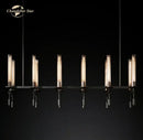GobekUsa Glass LED Linear Chandelier for Dining & Living Room, Kitchen Island Lighting