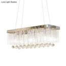 GobekUsa Simple Chrome Pendant Lighting with 4 Clear Glass Rods for Kitchen Island