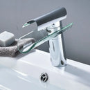 GobekUsa Glass Spout Basin Faucet: Waterfall Bathroom Mixer Tap, Chrome Finish