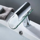 GobekUsa Glass Spout Basin Faucet: Waterfall Bathroom Mixer Tap, Chrome Finish