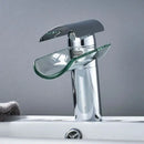 GobekUsa Glass Spout Basin Faucet: Waterfall Bathroom Mixer Tap, Chrome Finish