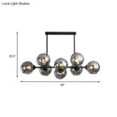 GobekUsa Modern Black Island Lighting with Smokey-Glass, 8/12 Heads - Stylish Hanging Lamp for Living Room