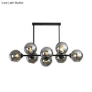 GobekUsa Modern Black Island Lighting with Smokey-Glass, 8/12 Heads - Stylish Hanging Lamp for Living Room